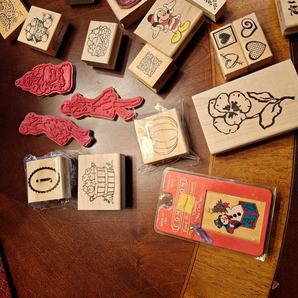 Huge Rubber Stamp Lot Wood Mounted Holiday Nature Studio G Hampton Art Hero Arts